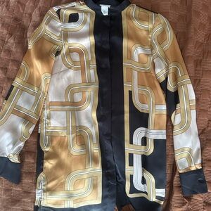 Robert Allen Missoni x H&M Geometric Print Button-Up Silk Blouse